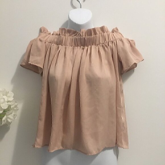 Off the Shoulder Blush Pink Ruffle Top/Blouse - Picture 2 of 8